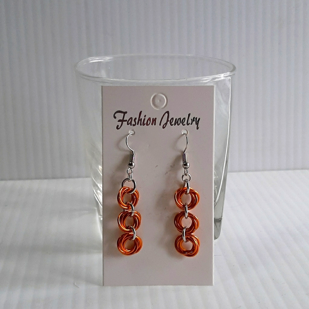 HandCrafted EarringsPierce ChainMailleTripleMobius